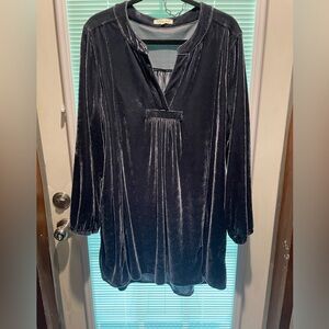 Indigo Soul Grayish-Purple Tunic Relaxed Pleated Dress